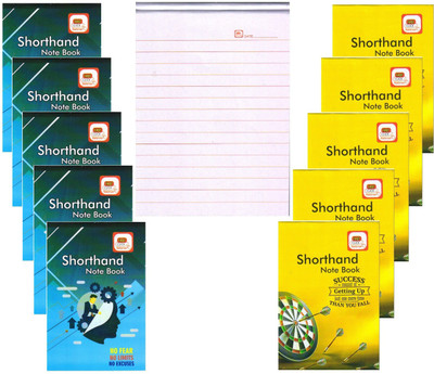 First Click Shorthand Steno Notebook 160 Pages in a Booklet Pack of 10 booklet 12.2 X 18 cm Regular Writing Pad Both Side Ruled 160 Pages(White, Multicolor, Pack of 10)