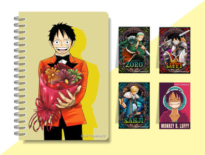craft maniacs ANIME DIARY & 4 MAGNETIC BOOKMARKS A5 Diary RULED 160 Pages(Multicolor)