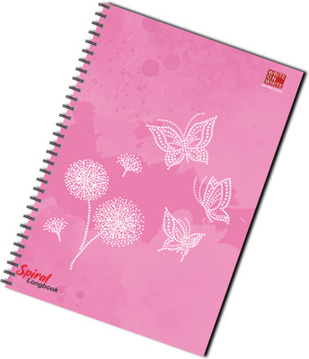 WRITE ON WHITE DOTTED OUTLINES OF BUTTERFLY SPIRAL COVER A4 Notebook RULLED 200 Pages(Pink)