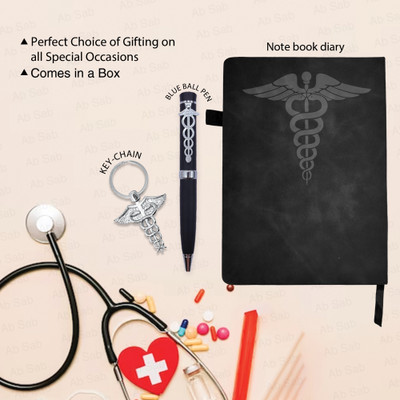 Ab Sab Doctor Symbol Diary Pen Or Key chain A5 Planner Ruled 100 Pages(Black, Pack of 3)