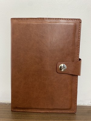 MAGPIE A5 Size Tan color with Pen Holder Hard Bound Notebook with a Sliding Lock Regular Note Book Ruled 200 Pages(Tan)