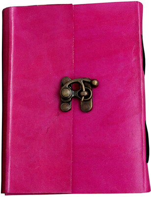 Anshika International genuine leather handmade notebook A6 Notebook unruled 100 Pages(Pink)