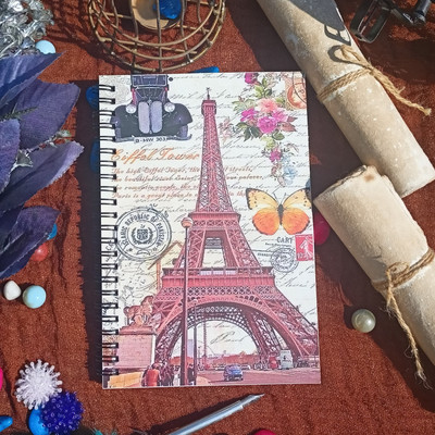 tarun craft Eco Friendly Unruled Handmade Paper Made of Cotton Rags Effil Tower A5 Diary Unruled 100 Pages(Multicolor)