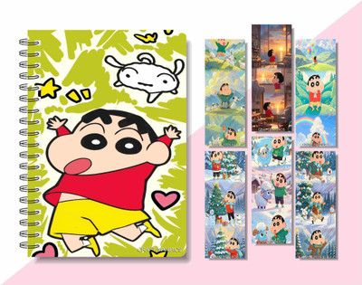 craft maniacs 2024 SHINCHAN DIARY & 6 FREEBIE BOOKMARKS A5 Desk Planner RULED 160 Pages(Multicolor)
