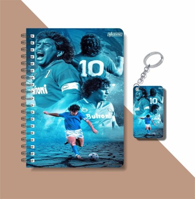 craft maniacs FOOTBALLER DIARY & KEYCHAIN A5 Notebook RULED 120 Pages(Multicolor)