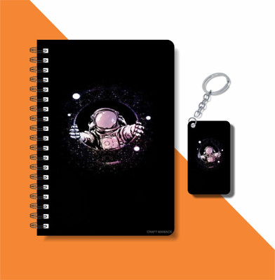 craft maniacs SPACE DIARY & KEYCHAIN A5 Diary RULED 120 Pages(Multicolor)