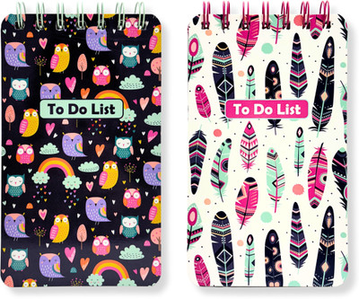Tot Tales Sleepy Owl & Bohemian Mini Diary Ruled 96 Pages(Multicolor, Pack of 2)