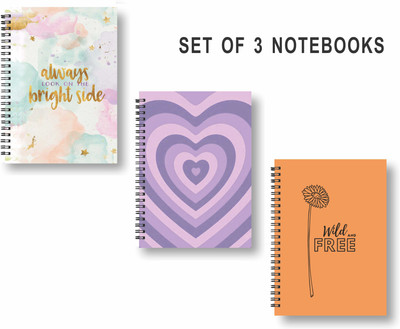 Papco Notebooks A5 Diary unruled 144 Pages(Multicolor, Pack of 3)