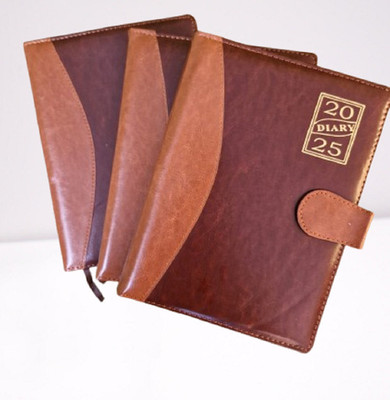 LIFECARD Leather Regular Diary 2025 ( PACK OF 3) A4 Diary Regular 365 Pages(Brown, Pack of 3)