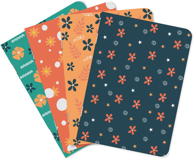 Raptech notebook Unique Stationery items, Easy to Carry, Plain Cute (Colorful Flower) A5 Diary UnRuled 240 Pages(Multicolor, Pack of 4)