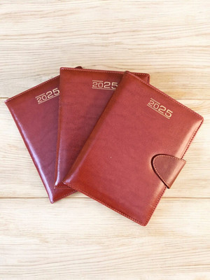 LIFECARD Leather New year Regular Diary 2025 ( PACK OF 3) A4 Diary Regular 365 Pages(Brown, Pack of 3)