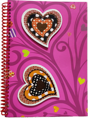 Dhinchak Designer Heart style Note book diary for girls A5 Diary ruled 100 Pages(Pink)