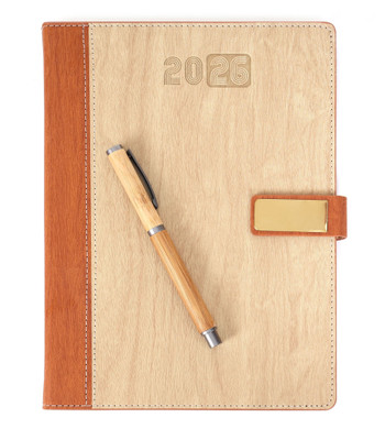 Scribelle Diary 2026 B5 Diary Single Rule , Month Cut 365 Pages(Brown, Tan)
