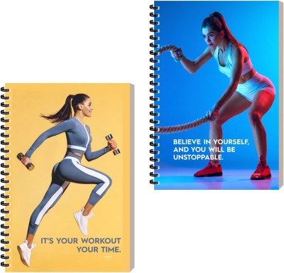 ESCAPER Workout Diary Notebook For Personal & Office Use, Designer Notepad A5 Diary Ruled 160 Pages(Combo- C, Pack of 2)