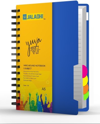 JALADHI 5 Subject Notebook A5 Note Book Ruled 300 Pages(Blue)