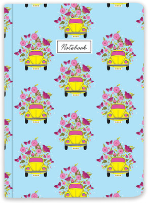 Happening Hippo Car Flower A5 Notebook Ruled 70 Pages(Light Blue)