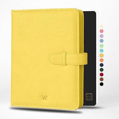 NEORAH B6 NotebookSLEEVE with Loop + JOURNAL|Faux Leather+ Penloop|6 CardSlots B6 Organizer Dotgrid 160 Pages(Yellow)