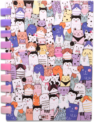 Doodle Soft Ring Spiral Wiro Notebook for Comfortable Writing - Cats Maze | A5 Notebook Ruled 160 Pages(Purple)