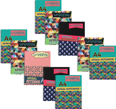 UNIQPAL SET OF 10 A4 Notebook RULED /LINE 200 Pages(Multicolor, Pack of 10)