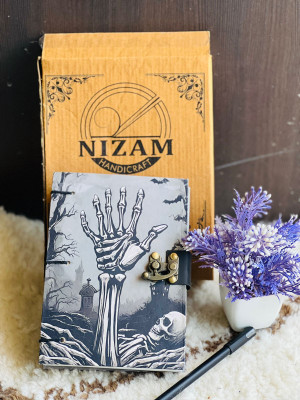 NIZAM HANDICRAFT Hand Skeleton Printed Diary Notebook With Lock Clasp For Gift/Office A5 Diary 200 200 Pages(Multicolor)
