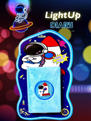 Le Delite astronaut theme space rocket feather fur diary tap it to light it up A6 Gift Set Ruled 144 Pages(Multicolor)
