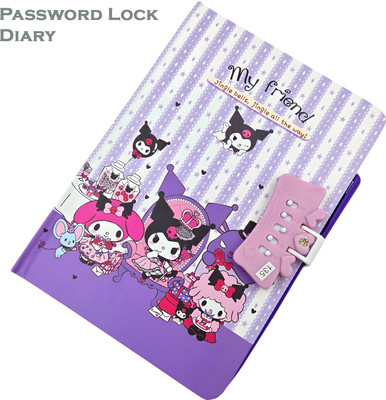 Johnnie Boy A5 Anime Kuromi Password Diary with Pen A5 Diary Ruled 160 Pages(Multicolor)