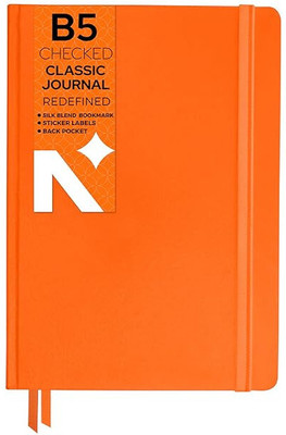 NEORAH - Squared Journal Notebook - 110 GSM - Office Hardcover Notebook - B5 Notebook Checked 160 Pages(Orange)