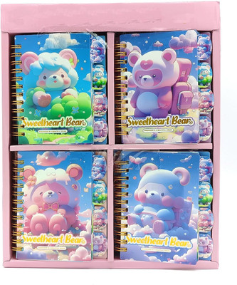 Gold Leaf Animal Mini Spiral Pocket Notebooks A7 Diary Ruled 70 Pages(Multicolor, Pack of 4)
