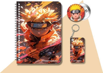craft maniacs NARUTO DIARY & 2 FREEBIE A5 Notebook RULED 120 Pages(Multicolor, Pack of 3)