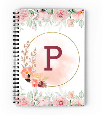 GIFTUATION Alphabet P /spiral diary & gift for friends A5 Diary Unruled 140 Pages(Red)