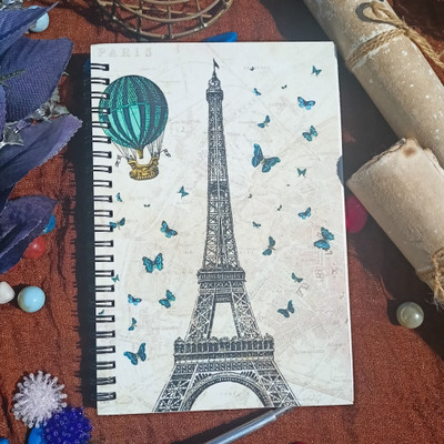 tarun craft Eco Friendly Unruled Handmade Paper Made of Cotton Rags Effil Tower Paper A5 Diary Unruled 100 Pages(Multicolor)