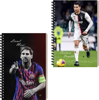 ESCAPER Football Player Diary, Personal Notepad, Spiral Notebook For Writing A5 Diary Ruled 160 Pages(Combo- A, Pack of 2)