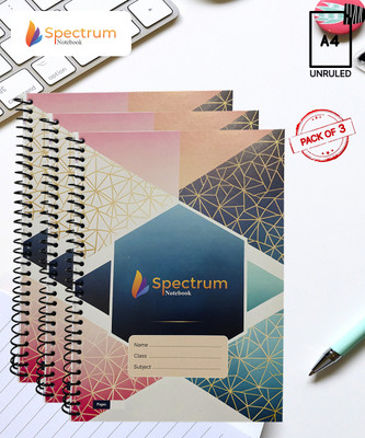 GARGANDASSOCI SPECTRUM A4 Notebook PLAIN AND UNRULLED 180 Pages(Orange, Pack of 3)