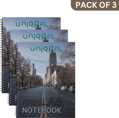 UNIQPAL Set of 3 A4 Notebook UNRULED 200 Pages(Multicolor, Pack of 3)