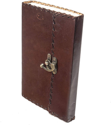 Krishna Handicftats Handmade Brown Leather Bound Writing Book Notebook Diary A5 Diary unruled 100 Pages(Brown)