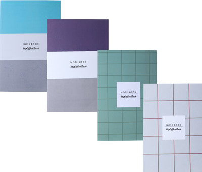 MyOfficeDesk 'Quad' Set of 4 A5 Notebooks | Diary | Journals A5 Notebook Single 164 Pages(Olive, White, Cyan, Blue, Pack of 4)
