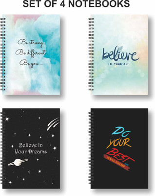 Papco Notebook A5 Diary Ruled 144 Pages(Black, Pack of 4)