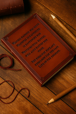 leather play The Present Path – Handmade Leather Quote Diary Regular Diary Unruled 200 Pages(Brown)