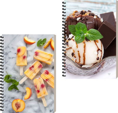 ESCAPER Bakery Food Diary, Designer Notebook, Journal Notepad For Writing A5 Diary Ruled 160 Pages(Combo A, Pack of 2)