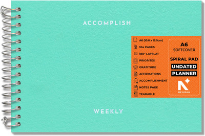 NEORAH - Undated Spiral Weekly Planner Pad Weekly + Hourly planner with Notes page A6 Planner CHECKED 104 Pages(TEAL) NEORAH - Undated Spiral Weekly Planner Pad Weekly + Hourly planner with Notes page A6 Planner CHECKED 104 Pages(TEAL)