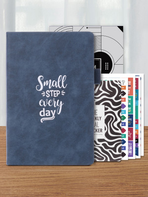 Doodle Hard Bound Productivity Planner Kit A5 Planner/Organizer |12 Monthly Planner|Notes Pages & 200+Stickers|Pocket Meal Planner|Ruled 288 Pages(Step by Step, Blue)