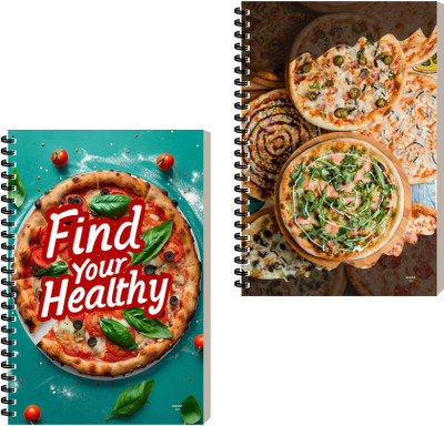 ESCAPER Food Spiral Notepad, Designer Diary, Binding Notebook A5 Diary Ruled 160 Pages(Combo- B, Pack of 2)