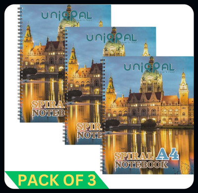 Puvi Set of 3 A4 Notebook UNRULED 200 Pages(Multicolor, Pack of 3)