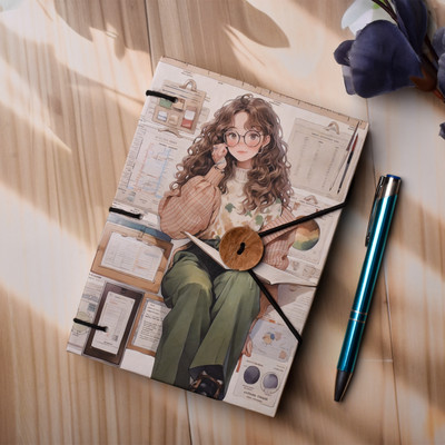 NIZAM HANDICRAFT Gitl Button Printed Diary Notebook With Lock Clasp For Gift/Office A5 Diary 200 200 Pages(Multicolor)