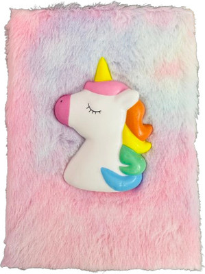 KMExim Unicorn Fur Diary Gift Set A5 Diary Ruled 200 Pages(Pink)