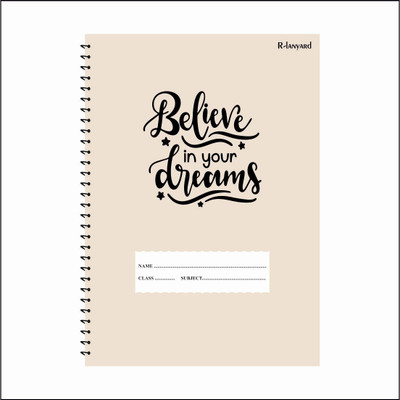 RLanyard Spiral Notebook, A4 Notebook unruled/plain, Notebook for Students 200 Pages(Cream colour)