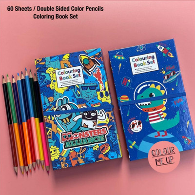 Extraposh Double sided color pencils coloring book set. A5 Notebook study 60 Pages(Multicolor)