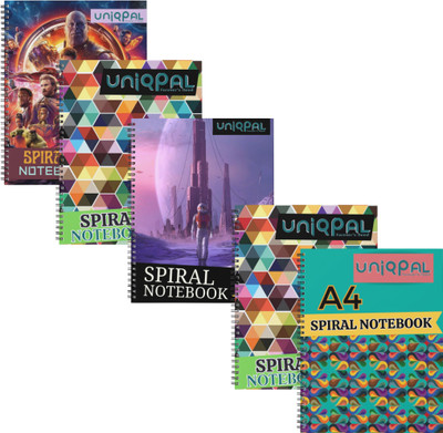 UNIQPAL SET OF 5 A4 Notebook RULED 200 Pages(Multicolor, Pack of 5)