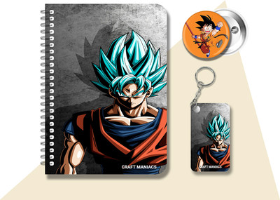 craft maniacs DRAGON BALL Z DIARY & 2 FREEBIE A5 Notebook RULED 120 Pages(Multicolor, Pack of 3)