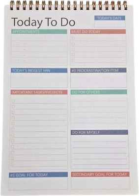 Greeshma Today List Daily Planner Undated Note Pad for Work and Personal Organized A5 Planner Ruled 50 Pages(White)